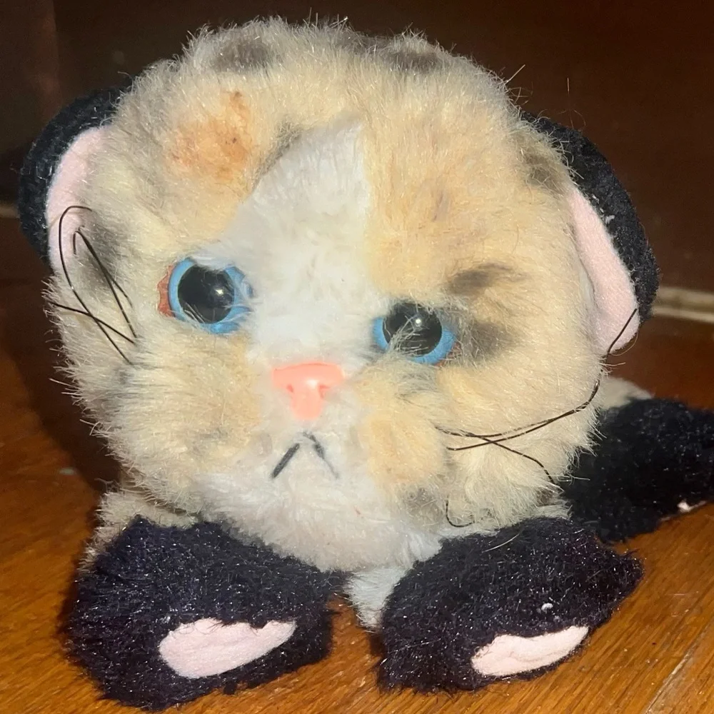 Vintage Tyco 1993 Kitty Kitty Jungle Kittens Plush Tan Leopard Spot Cat-No Bow